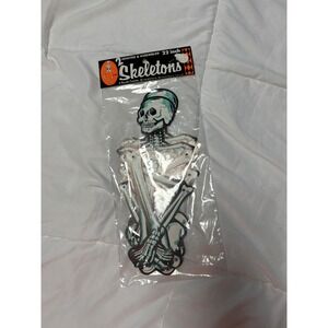 2 VTG Rare 1981 Deadstock Beistle Halloween Skeletons Jointed paper die cast 22"